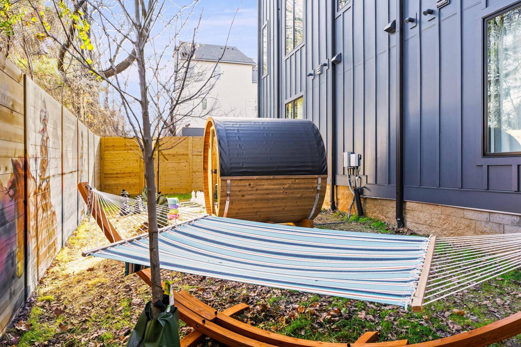 Rooftop Hot Tub Game Barrel Sauna *