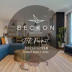 Stylish 3 Bed Retreat, Rooftop, Parking, Sleeps 10, Ensuite Baths, Bunk Room, Gourmet Kitchen, Cozy Living Space, Rooftop Views & Fire Table, Near Downtown, Distilleries & Marathon Village, 24 Hr Hospitality *