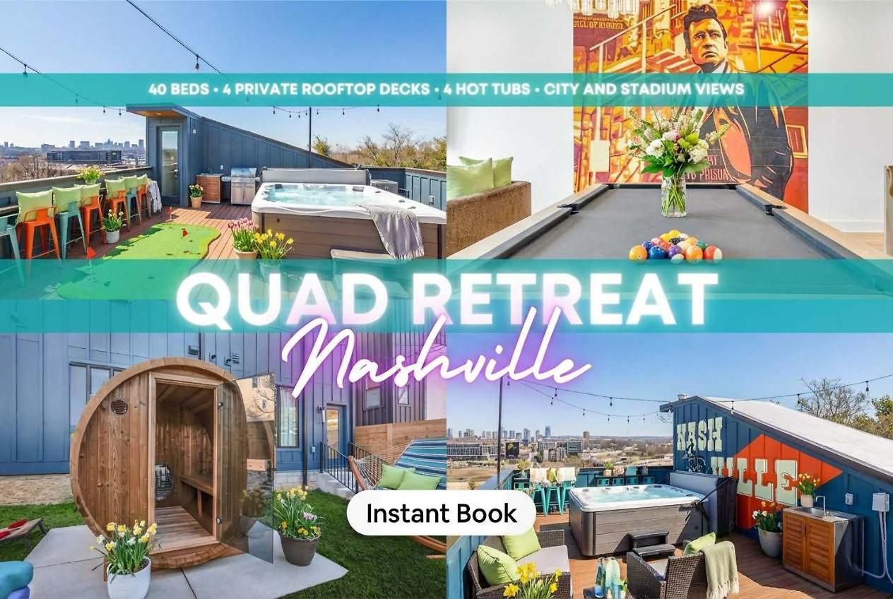 4 Rooftop Decks 4 Hot Tubs Game & Sauna Nashville
