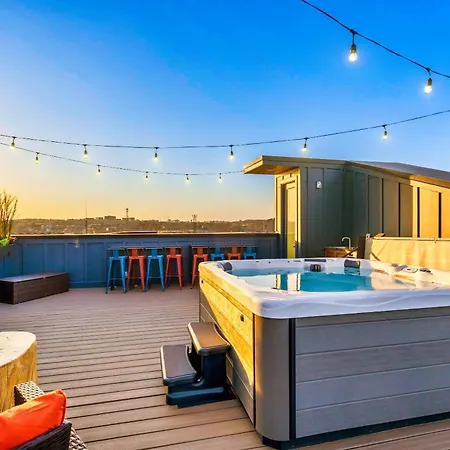 Rooftop Hot Tub Game Barrel Sauna Nashville